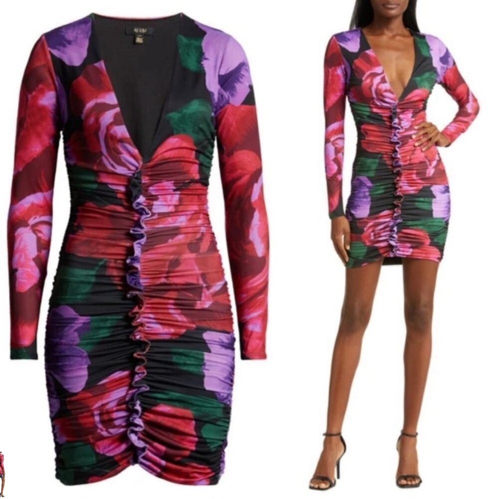 🔴🆕 AFRM Multicolor Floral Ruched Dress